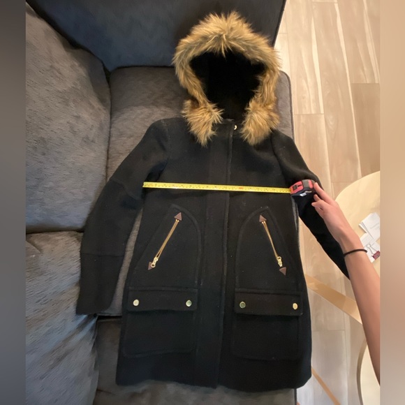 J. Crew Chateau Parka in Italian Stadium Wool Coat, Black, size 00 - Picture 9 of 10